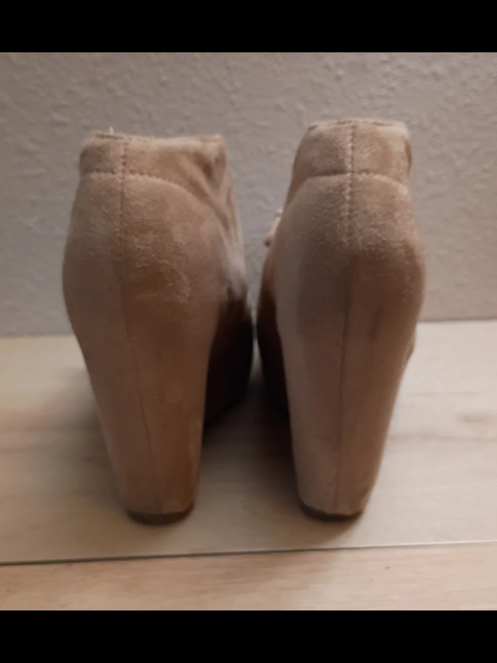 Charlotte Russe Taupe Suede Lace-Up Wedge Booties